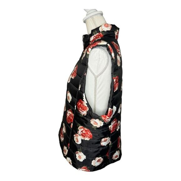 EUC LOFT Black Floral Puffer Vest, size XL - Picture 2 of 7
